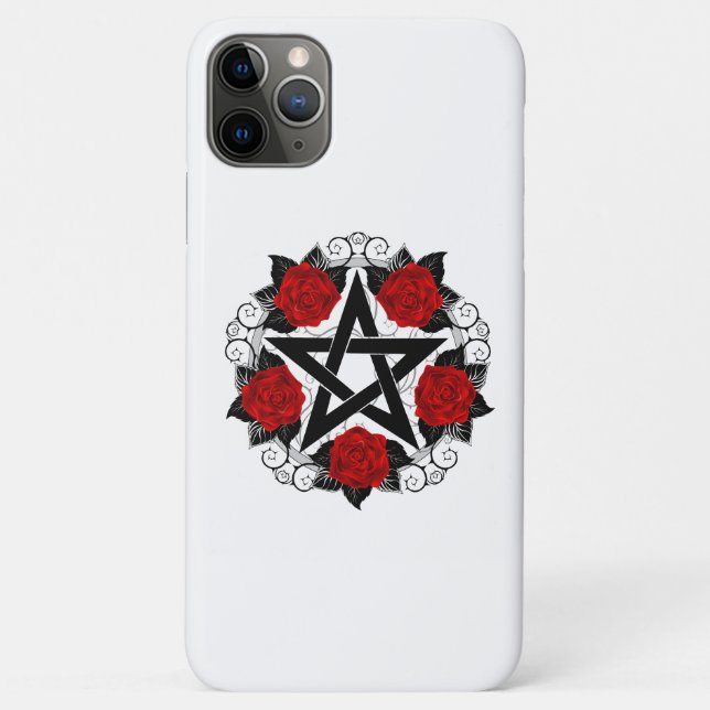 Pentagram with Red Roses Case-Mate iPhone Case (Back)