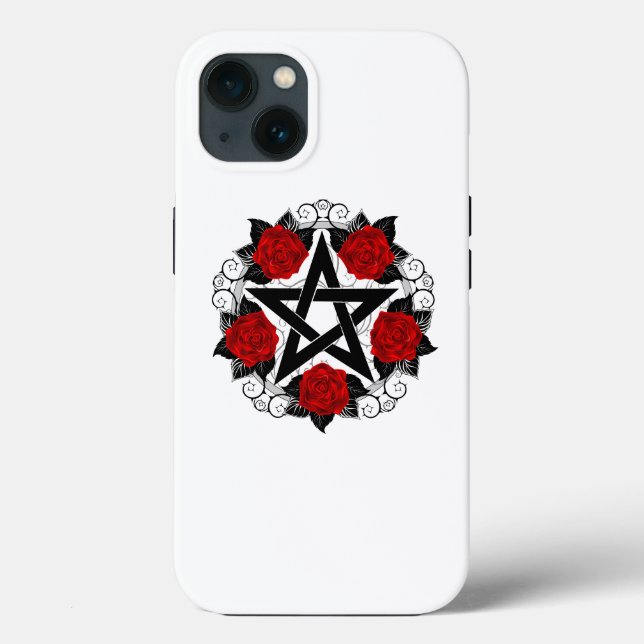 Pentagram with Red Roses Case-Mate iPhone Case (Back)