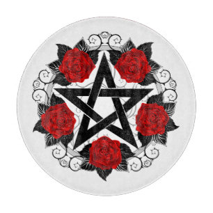 Pentagram with Red Roses Cutting Board