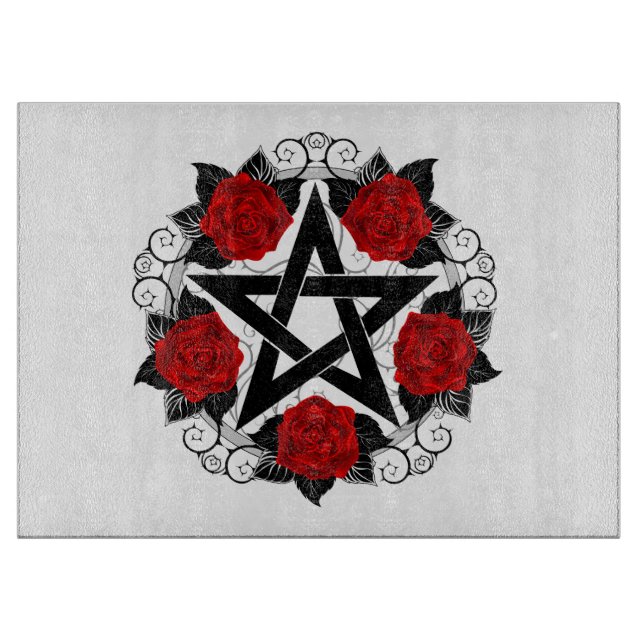Pentagram with Red Roses Cutting Board (Front)