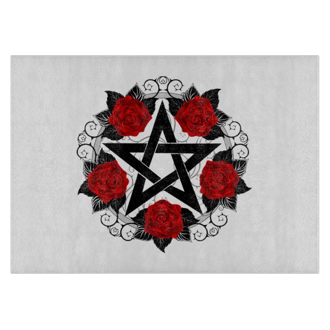 Pentagram with Red Roses Cutting Board (Front)