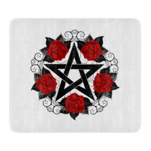 Pentagram with Red Roses Cutting Board