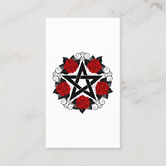 Pentagram with Red Roses Discount Card (Front)