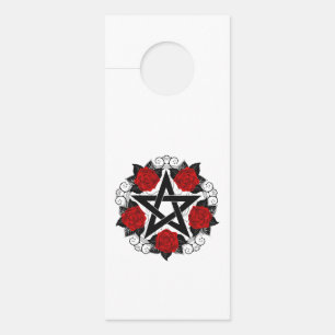 Pentagram with Red Roses Door Hanger