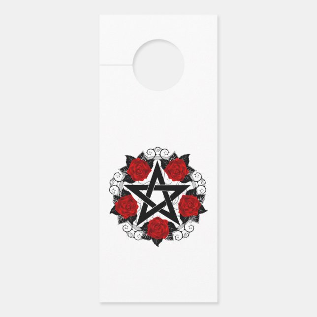 Pentagram with Red Roses Door Hanger (Front)