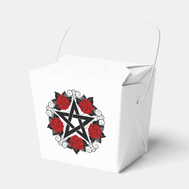 Pentagram with Red Roses Favour Box (Front Side)