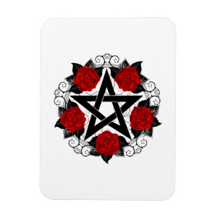 Pentagram with Red Roses Magnet