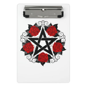 Pentagram with Red Roses Mini Clipboard