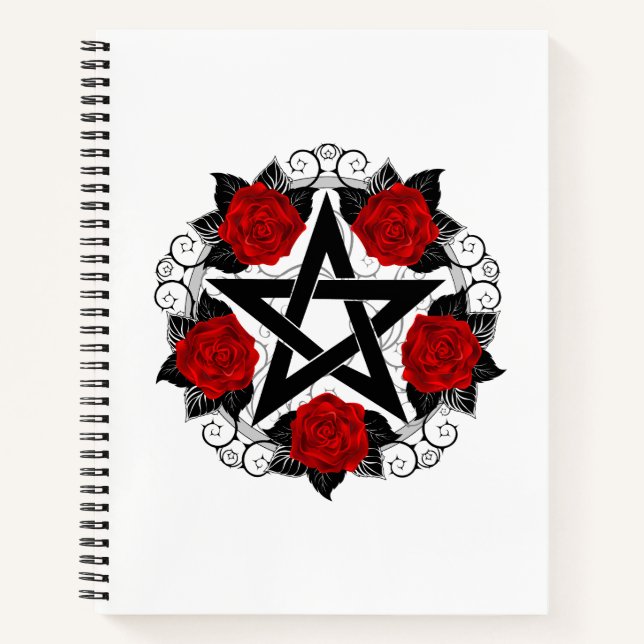 Pentagram with Red Roses Notebook (Front)