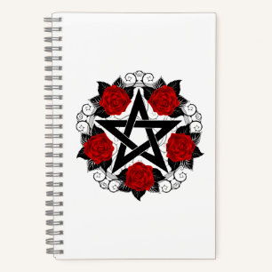 Pentagram with Red Roses Notebook