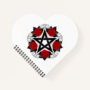Pentagram with Red Roses Notebook