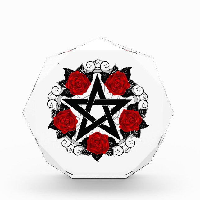 Pentagram with Red Roses Photo Block (Front)