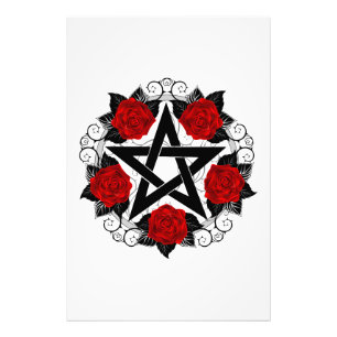 Pentagram with Red Roses Photo Print