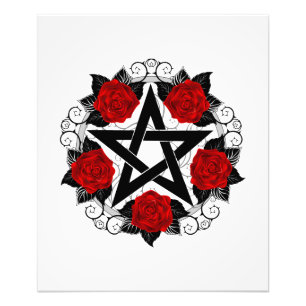 Pentagram with Red Roses Photo Print