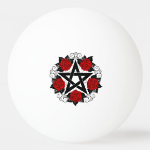 Pentagram with Red Roses Ping Pong Ball