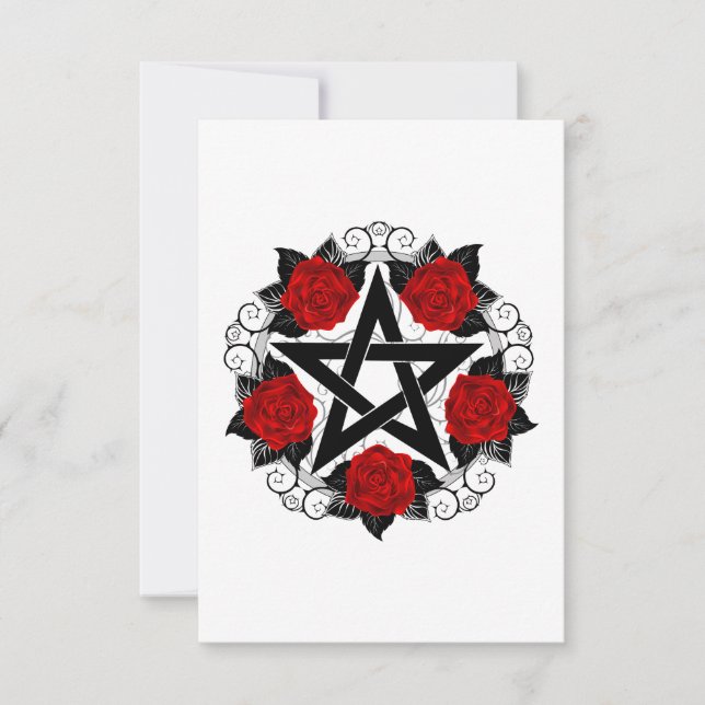 Pentagram with Red Roses RSVP Card (Front)