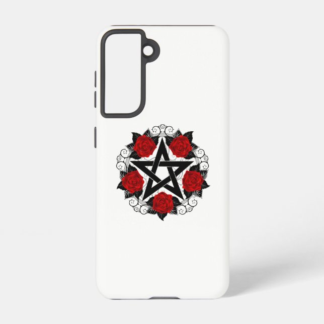 Pentagram with Red Roses Samsung Galaxy S21 Case (Back)