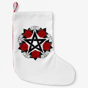 Pentagram with Red Roses Small Christmas Stocking