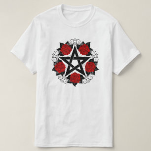 Pentagram with Red Roses T-Shirt