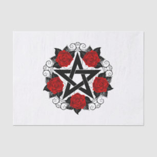 Pentagram with Red Roses Tissue Paper