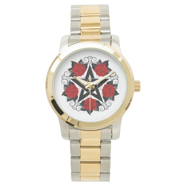 Pentagram with Red Roses Watch (Front)