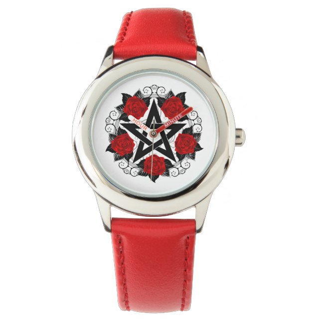 Pentagram with Red Roses Watch (Front)