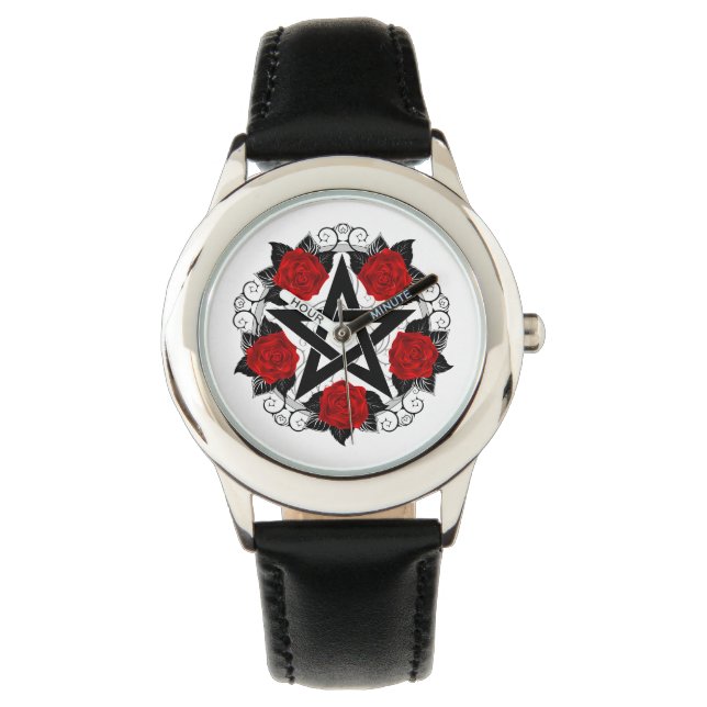 Pentagram with Red Roses Watch (Front)