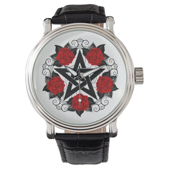Pentagram with Red Roses Watch (Front)