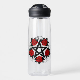 Pentagram with Red Roses Water Bottle
