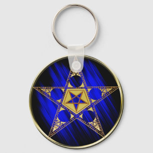 Pentagram With Upside Down Star Key Ring