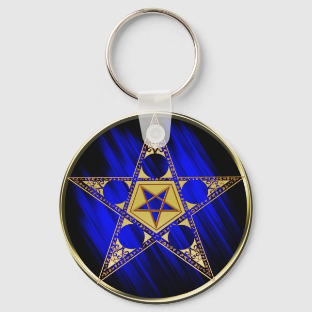 Pentagram With Upside Down Star Key Ring (Front)