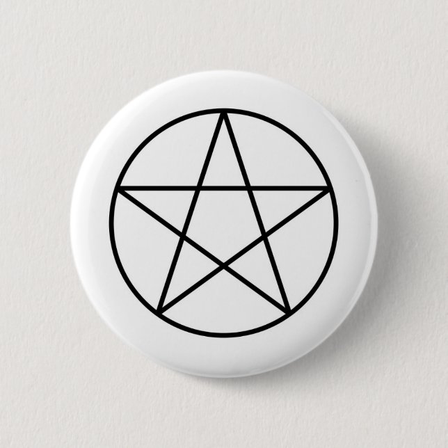 Pentagram within circle 6 cm round badge (Front)