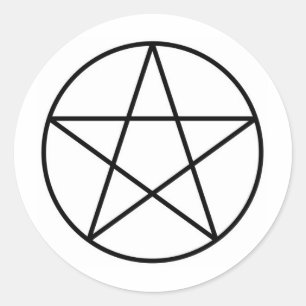 Pentagram within circle classic round sticker
