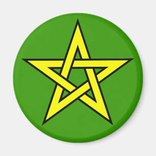 Pentagram Yellow on Green Magnet