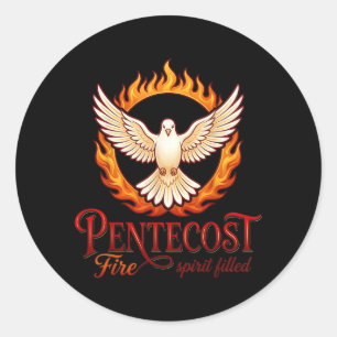Pentecost Fire Spirit Theme Filled Christian Faith Classic Round Sticker