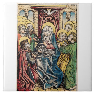 Pentecost scene after Easter Sunday Ceramic Tile