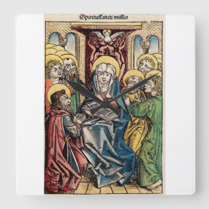 Pentecost scene after Easter Sunday Square Wall Clock