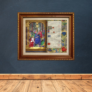 Pentecost Scene Mediaeval Renaissance Manuscript Poster