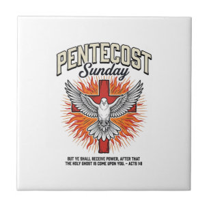 Pentecost Sunday Dove Cross Vintage Shirt Ceramic Tile