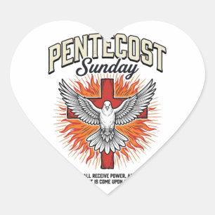 Pentecost Sunday Dove Cross Vintage Shirt Heart Sticker