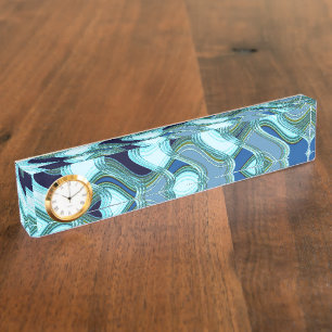 Penthouse & Pavement Desk Nameplate with Clock