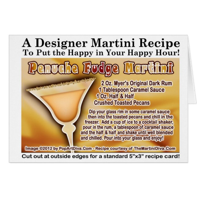 Penuche Fudge Martini Recipe Greeting Note Card (Front Horizontal)
