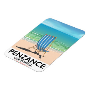 penzance beach Devon vintage travel poster Magnet
