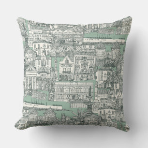 Penzance toile balsam duck egg cushion