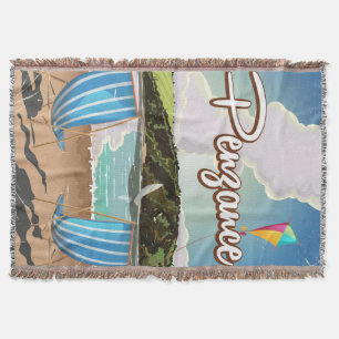Penzance UK Vintage beach travel poster Throw Blanket