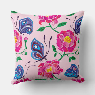 Peonies and Butterflies Pattern Cushion