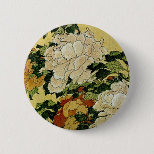 Peonies and Butterfly 6 Cm Round Badge