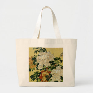 Peonies and Butterfly Large Tote Bag
