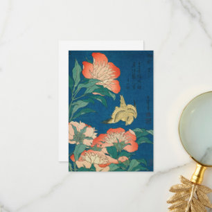 Peonies and Canary by Katsushika Hokusai Thank You Card