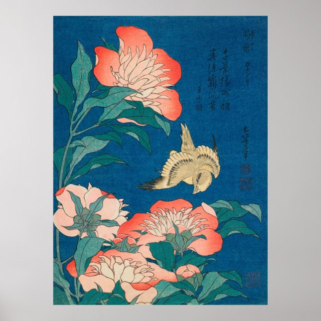 Peonies and Canary Poster (Front)